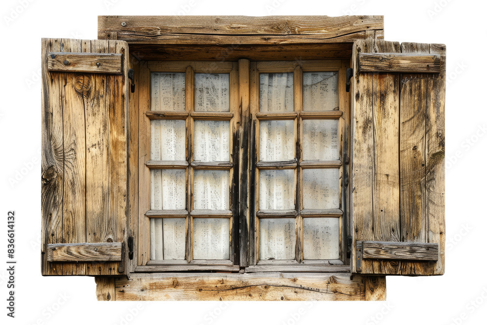 Rustic wooden window with shutters Rustic wooden window with shutters