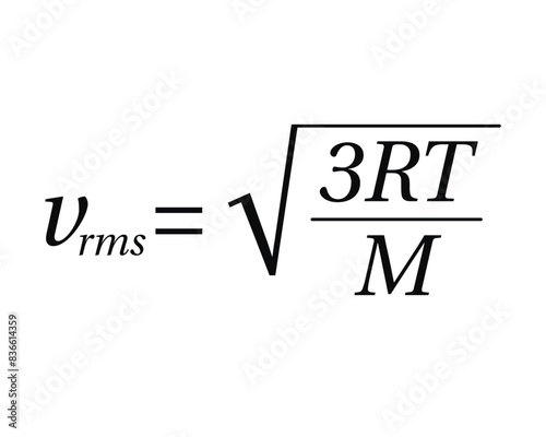 Root Mean Square Speed Equation on the white background. Education. Science. School. Formula. Vector illustration.
