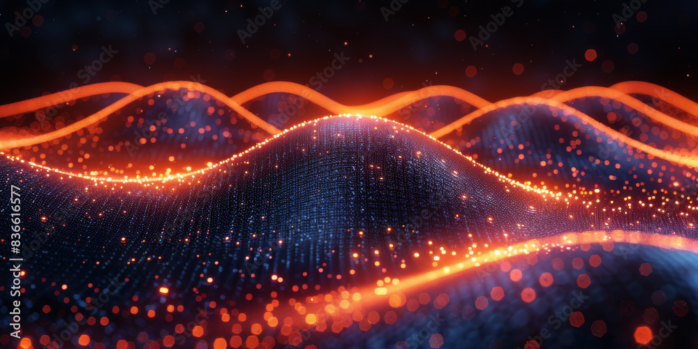 Obraz premium Digital background for tech, AI, neural networks, data, audio, graphics