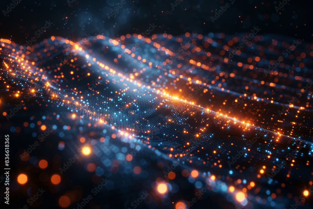 Digital background for tech, AI, neural networks, data, audio, graphics
