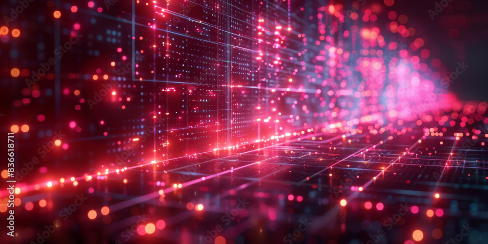 Naklejka premium Digital background for tech, AI, neural networks, data, audio, graphics