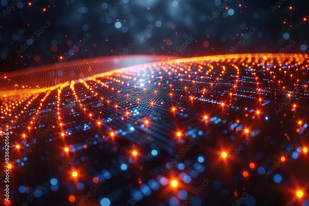 Obraz premium Digital background for tech, AI, neural networks, data, audio, graphics