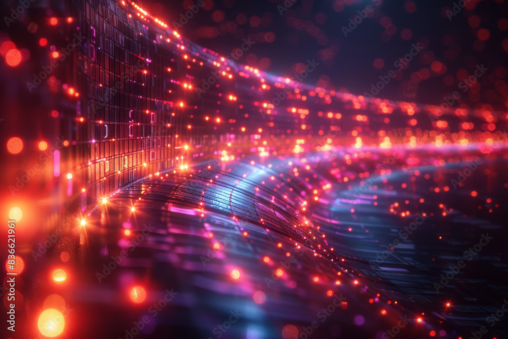 Fototapeta premium Digital background for tech, AI, neural networks, data, audio, graphics