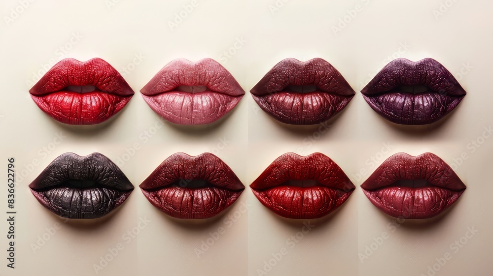 a set of different colored lips on a white background
a set of different colored lips on a white background