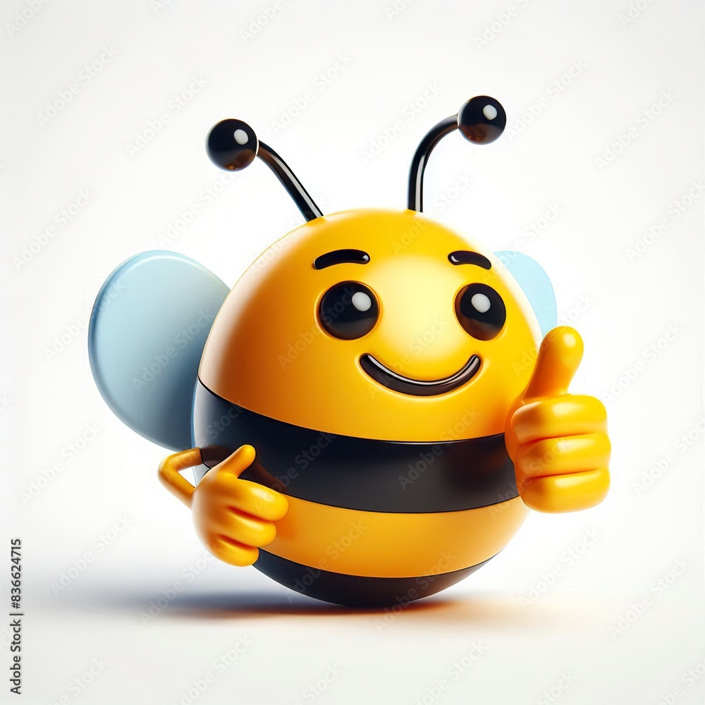 a 3D bumblebee emoji thumbs up on a white background a 3D bumblebee emoji thumbs up on a white background