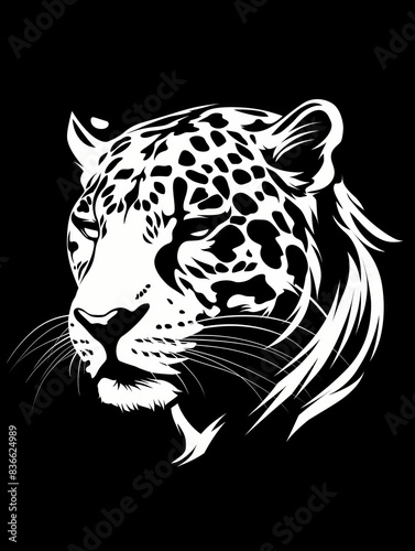 The logo of the head of a Jaguar, a Leopard on a black background. Wild cat emblem design. Vector illustration. photo