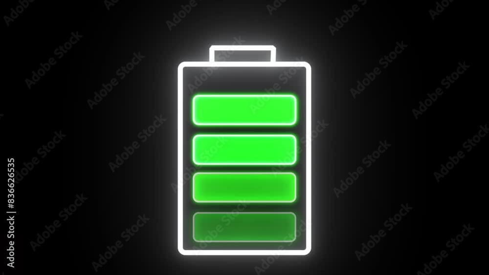 Battery charge neon sign glowing battery icon. Glowing neon battery icon. power and electricity accumulator battery.