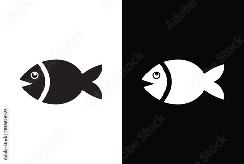 Fish or seafood flat icon for food apps and websites. Fish icon vector set isolated on white black background. food illustration sign collection.