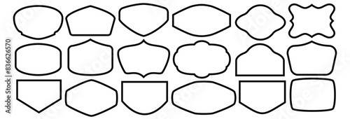 Set of vintage label and badges shape collections. Vector illustration. Black template for patch, insignias, overlay
