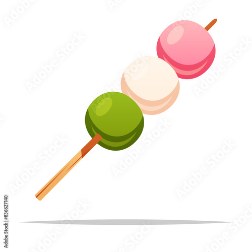 Colorful japanese hanami dango vector isolated illustration