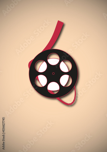 Movie and film poster design template background with vintage film reel. Cinema element can be used banner, brochure, flyer, print, Vector