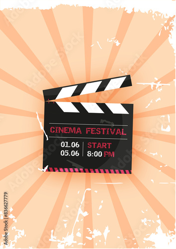 Vector illustration of the film premiere banner. Cinema elements. Cinema concept poster. Festival