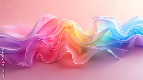 rainbow colors, wave gradient shape over Blush pink background, round, centered photo