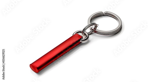 Isolated red keychain on white background.