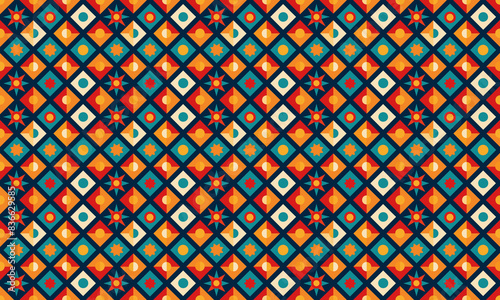 Eclectic Design Geometric Shapes Seamless Pattern for Wallpaper Background