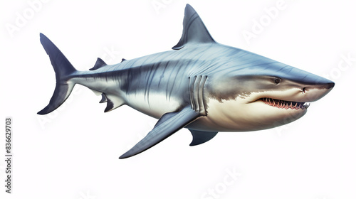 Realistic Illustration of a Great White Shark on White Background © Argun Stock Photos