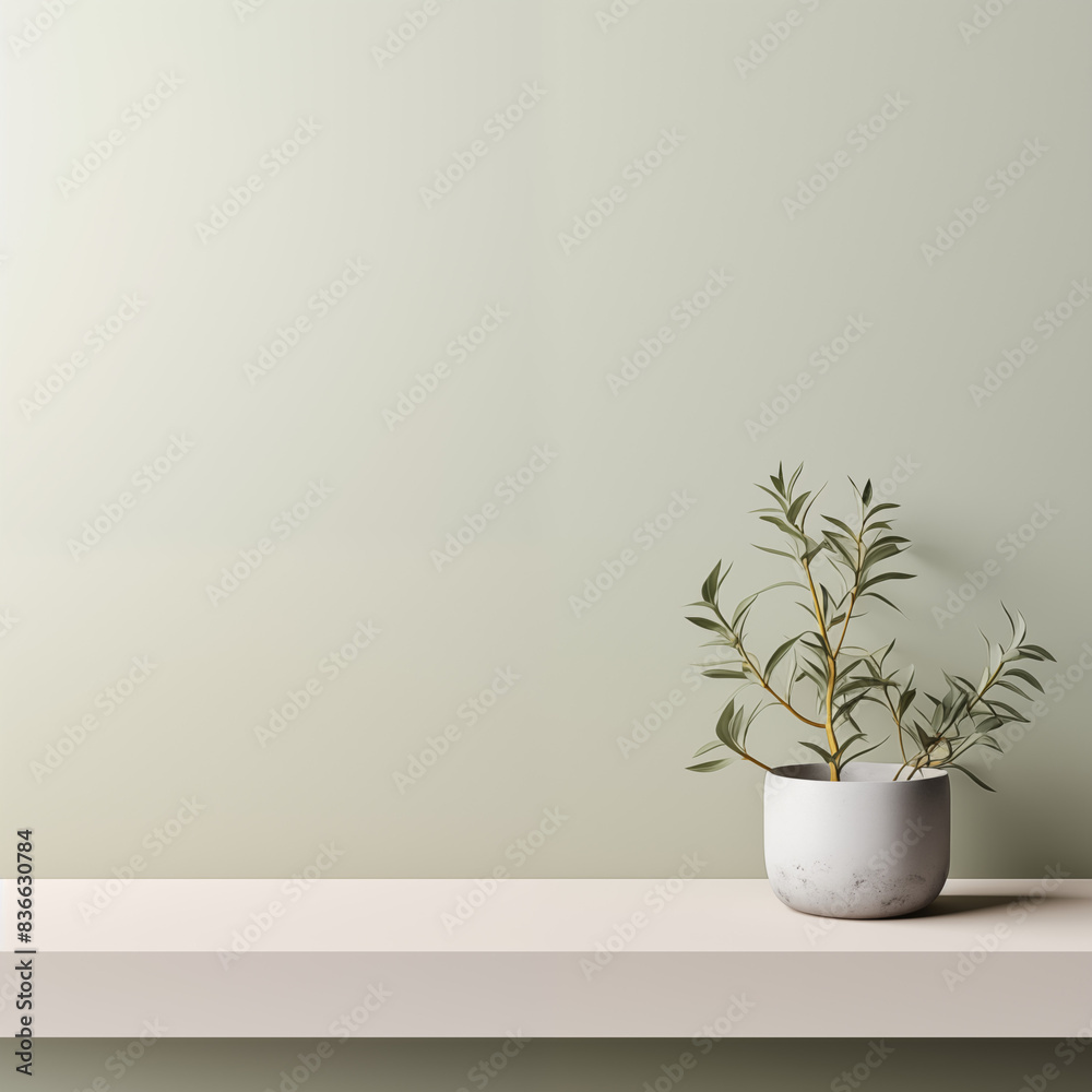 Grey Pot with Green Leaves Grey Pot with Green Leaves