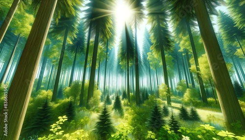 An image of an Evergreen forest canopy