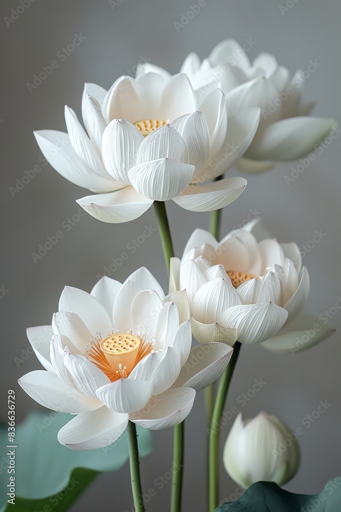 Elegant white lotus flowers in bloom with a soft focus background, showcasing natural beauty and serene tranquility in nature. Elegant white lotus flowers in bloom with a soft focus background, showcasing natural beauty and serene tranquility in nature.