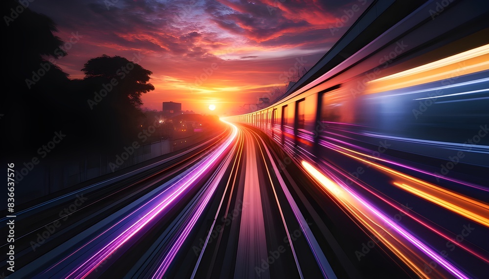 Obraz premium High-Speed Train at Sunset