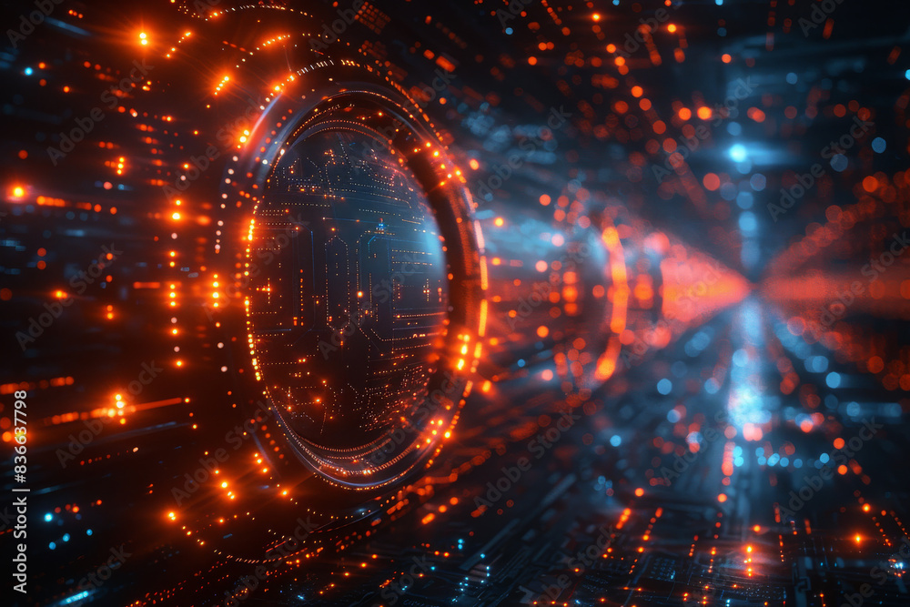 Obraz premium Digital background for tech, AI, neural networks, data, audio, graphics