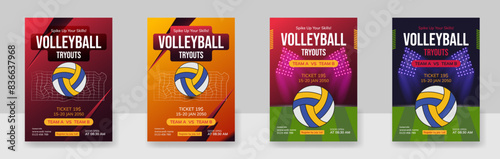 Volleyball championship flyer layout, volleyball tournament flyer template vector