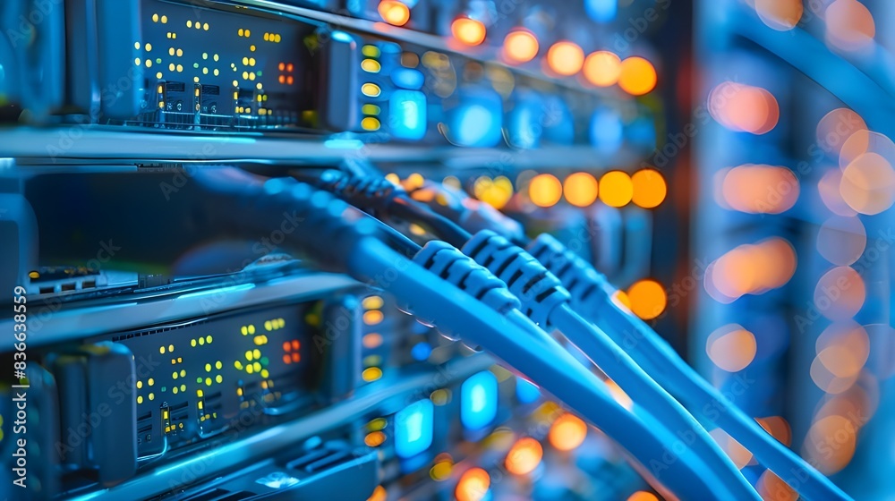 data server cables in technology center room
