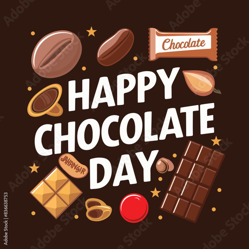 international chocolate day with chocolate packet and colorful art and vector design photo