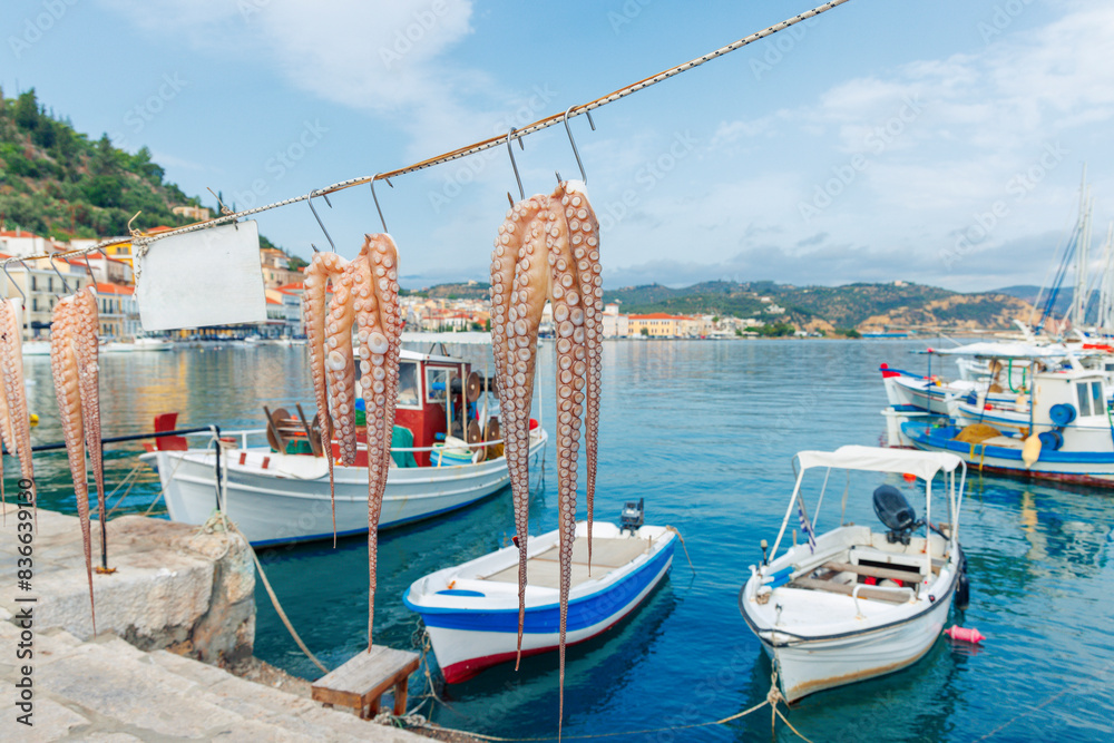 Obraz premium Beautiful greece village and port