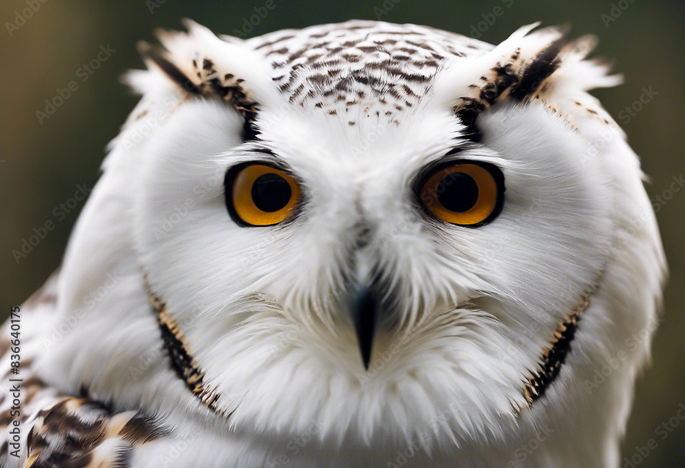 Fototapeta premium Close-up with the portrait of a polar owl