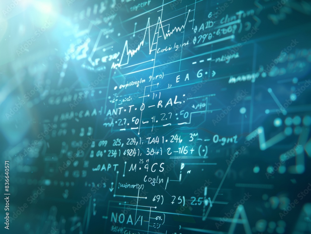A blue background with mathematical formulas and equations A blue background with mathematical formulas and equations