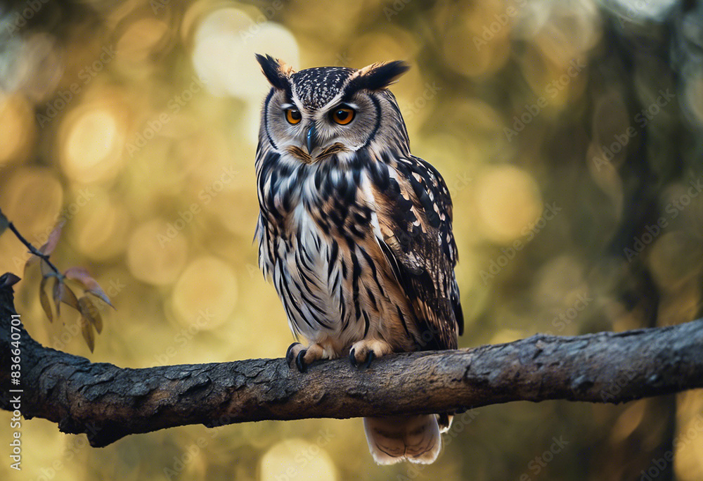 the portrait of an owl sitting on a branch the portrait of an owl sitting on a branch
