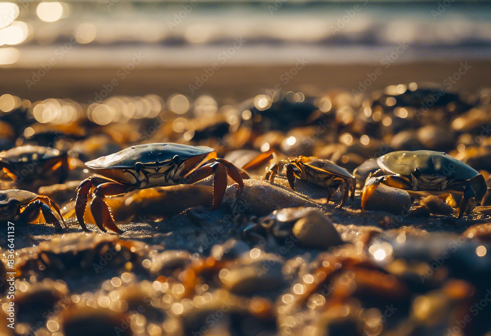 Fototapeta premium Close-up with a crab on the seashore