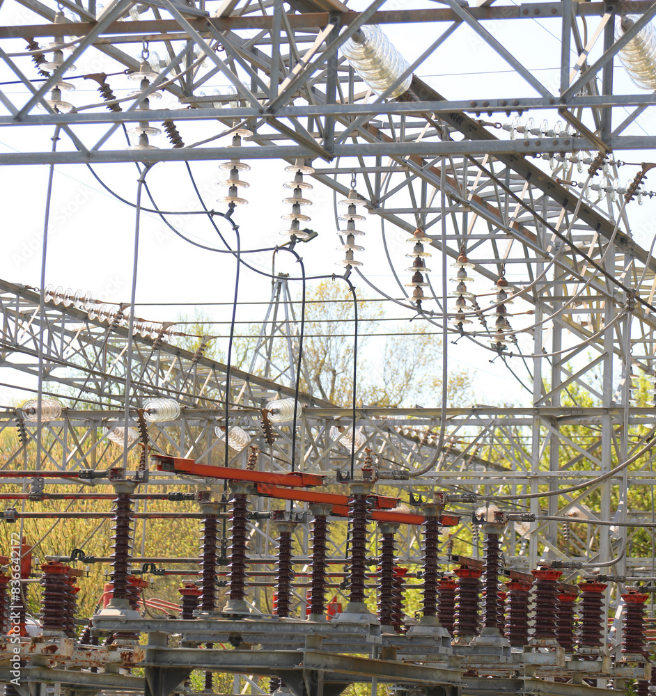 Fototapeta premium industrial switches inside a hydroelectric power plant for electricity generation without pollution