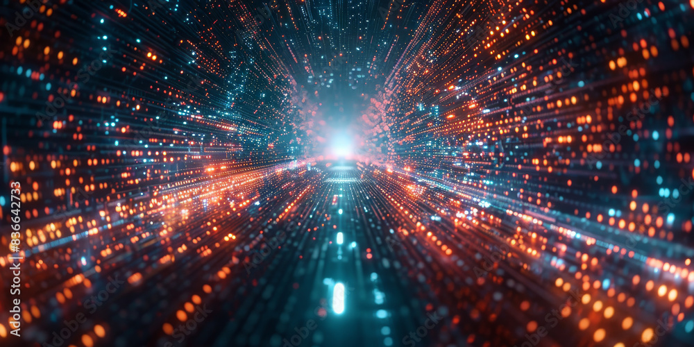 Fototapeta premium Digital background for tech, AI, neural networks, data, audio, graphics