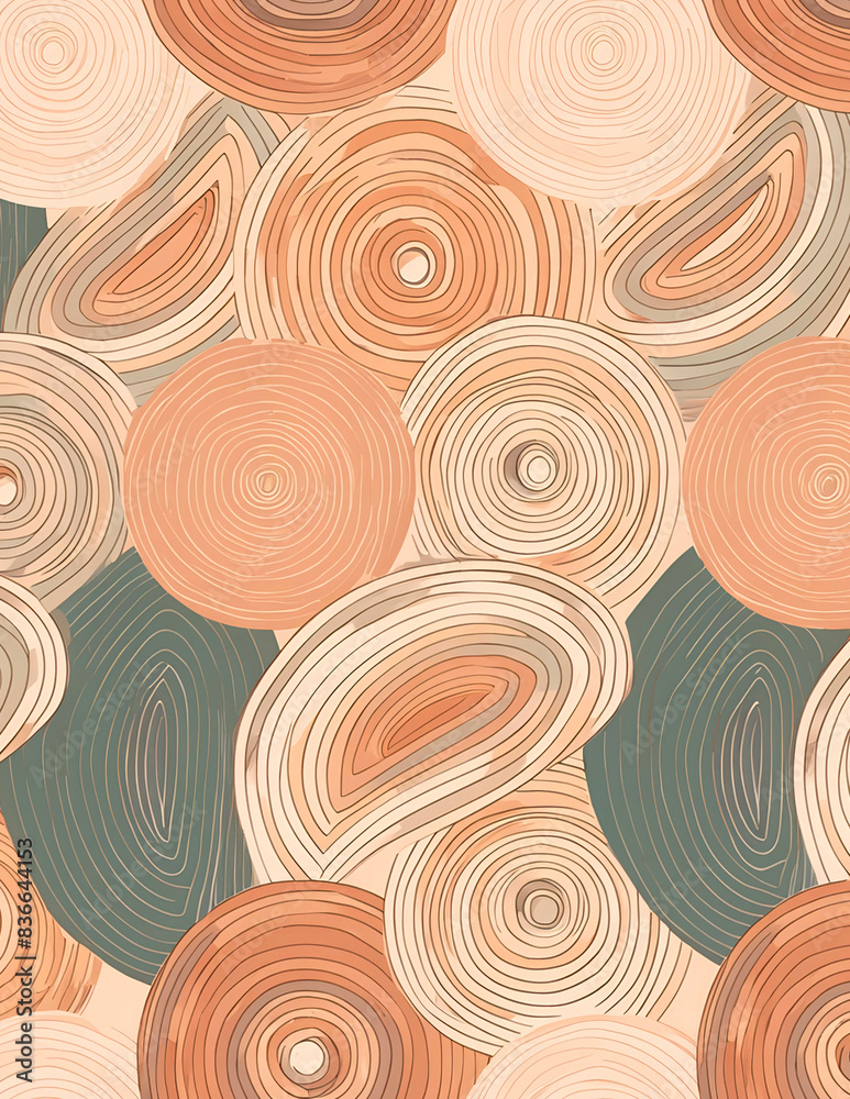 Abstract colourful boho background, boho shapes wallpaper. Earth tone backdrop. 