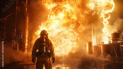 firefighter in a protective fire background. rescure concept photo