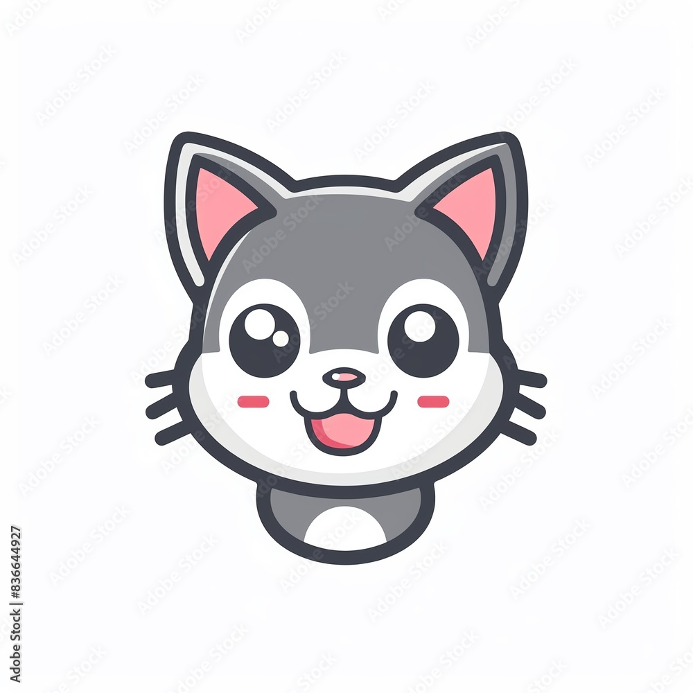 Cute cartoon cat with big eyes and a happy expression. Cute cartoon cat with big eyes and a happy expression.