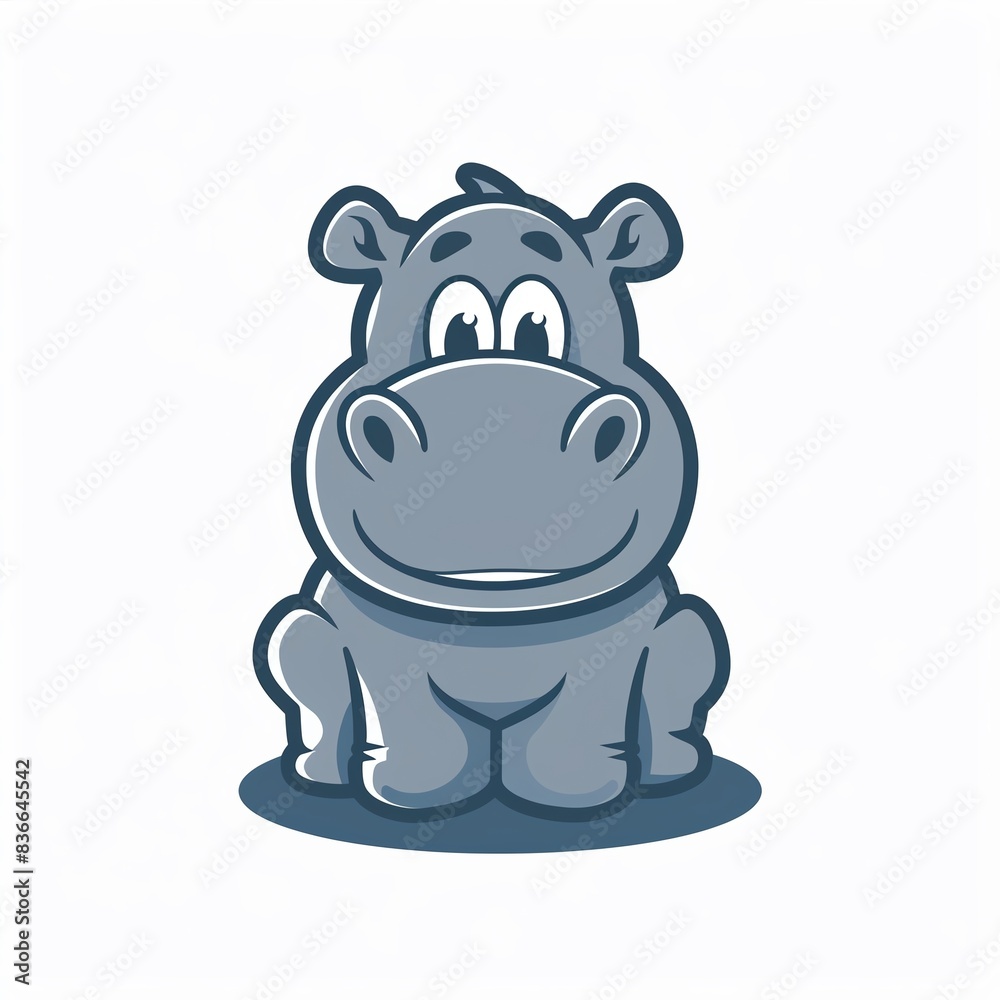 Cute cartoon hippopotamus illustration.