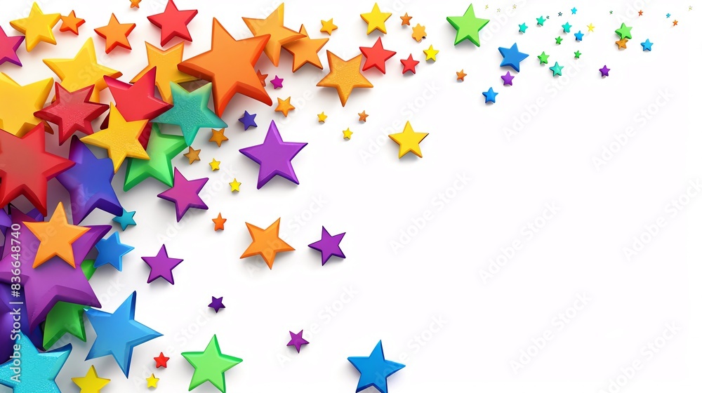 Border with 3D rainbow stars Border with 3D rainbow stars