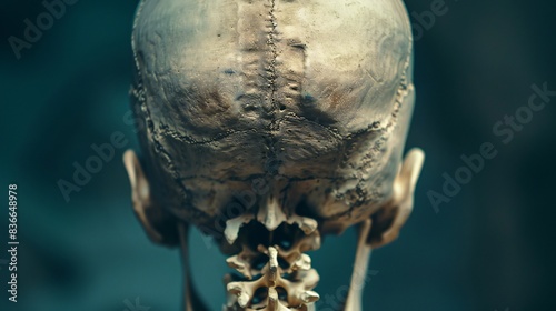 The occipital bone forms the back and base of the skull. photo