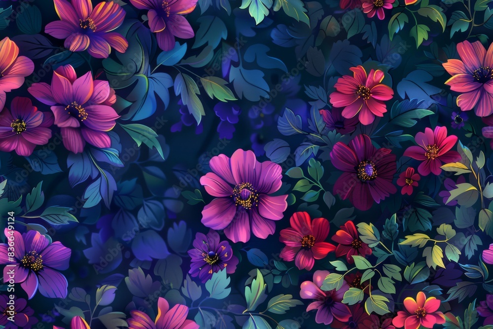 A harmonious seamless floral themed texture pattern for dynamic compositions A harmonious seamless floral themed texture pattern for dynamic compositions