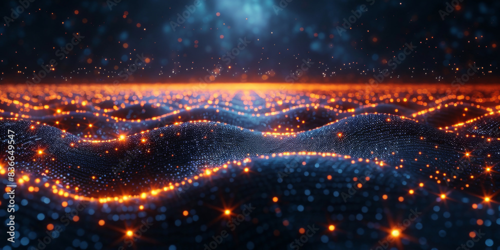 Obraz premium Digital background for tech, AI, neural networks, data, audio, graphics