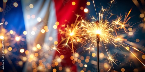 Bastille Day Sparklers: Celebrating with the French Flag. Perfect for: Bastille Day celebrations, French national holidays, Event promotions, social media posts, holiday-themed advertisements.