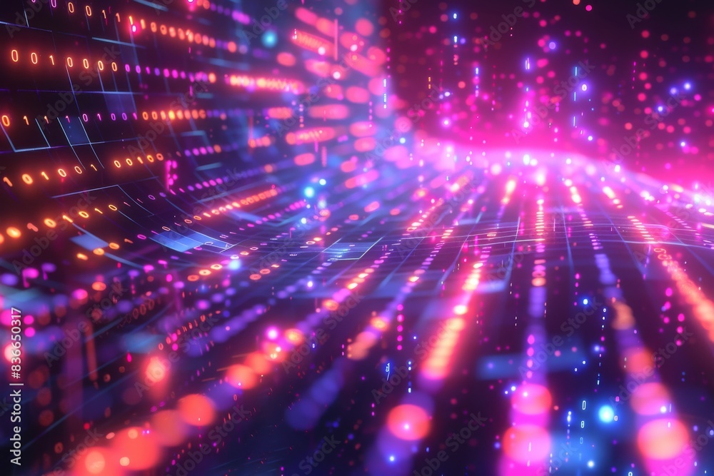 Obraz premium Digital Binary Technology Background created with Generative AI