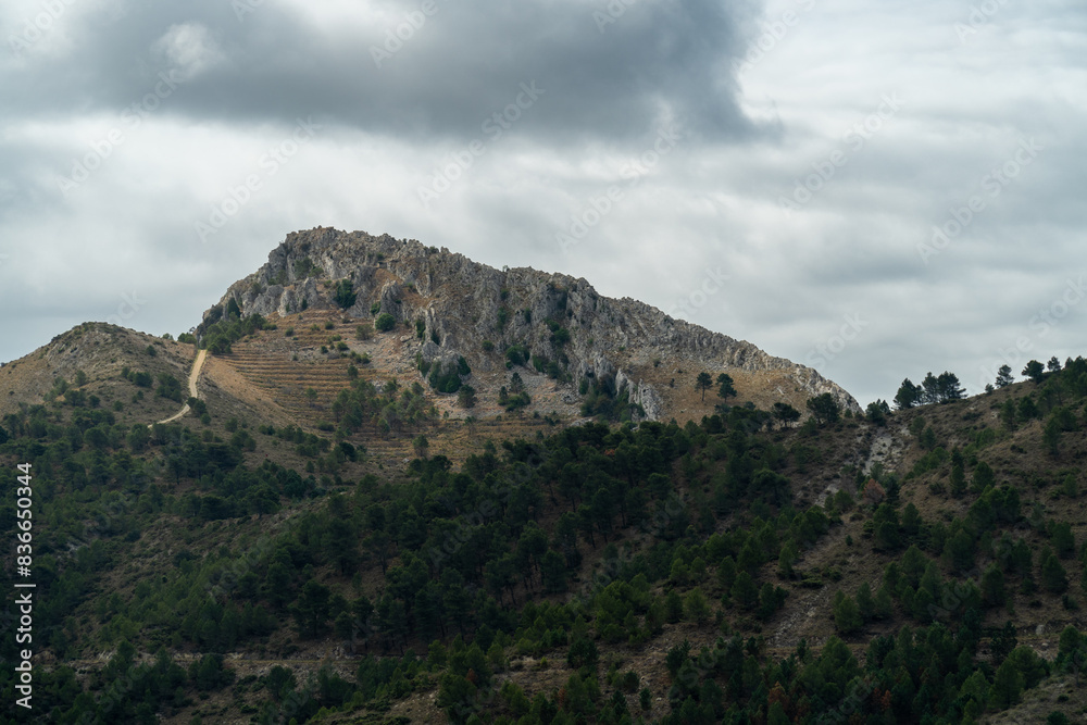 Beautiful landscape with a rocky mountain on background, on a cloudy day. Beautiful landscape with a rocky mountain on background, on a cloudy day.