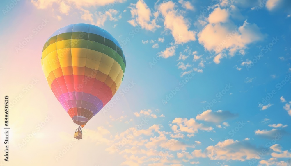 Obraz premium Chasing Dreams: A Vibrant Hot-Air Balloon Soars in the Summer Sky