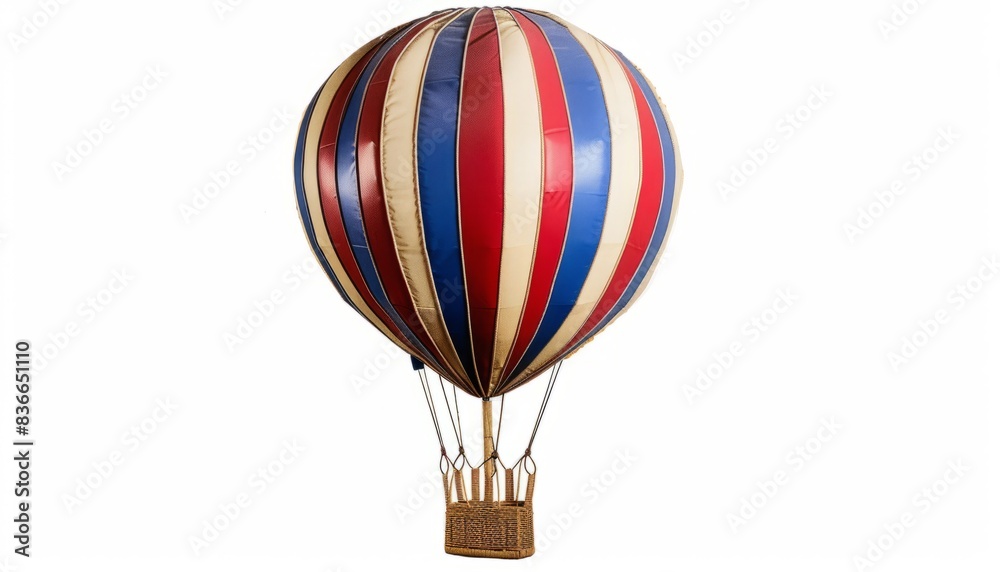 Fototapeta premium Floating Patriotism: A Spectacular Red, White, and Blue Hot-Air Balloon Ride