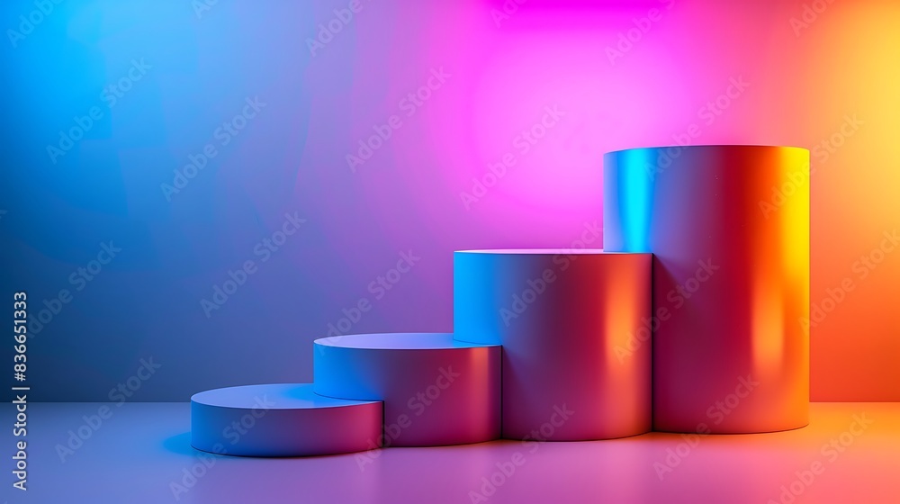 Futuristic podium background with neon accents and a digital display. Metallic surfaces and holographic elements. Bright, dynamic lighting creating a high-tech atmosphere Futuristic podium background with neon accents and a digital display. Metallic surfaces and holographic elements. Bright, dynamic lighting creating a high-tech atmosphere