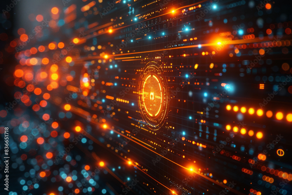 Obraz premium Digital background for tech, AI, neural networks, data, audio, graphics